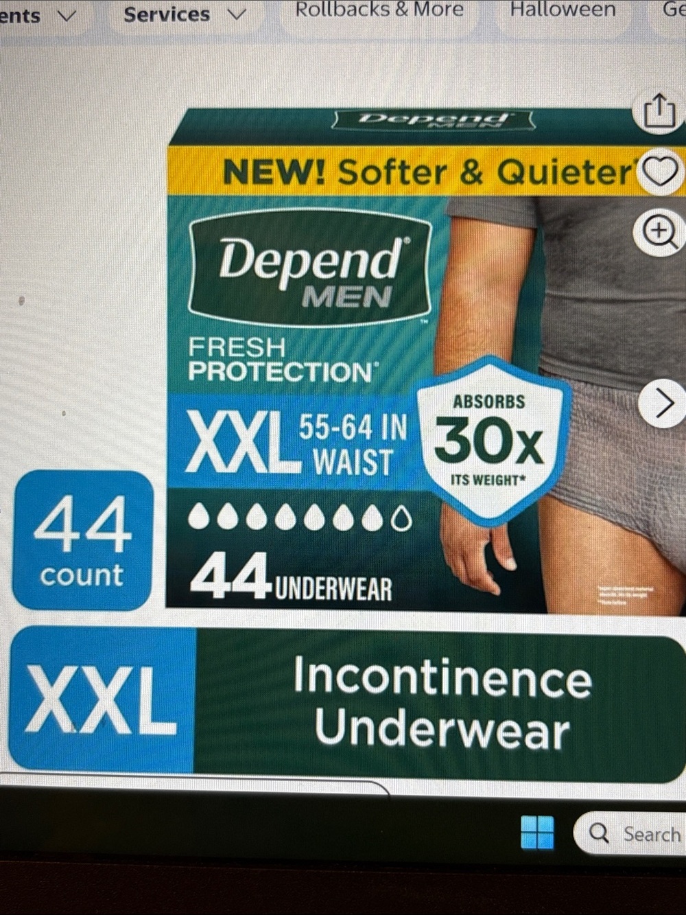 Depend Mens Adult Disposable Diapers Underwear Sz XXL Gray Incontinence 44 Pack